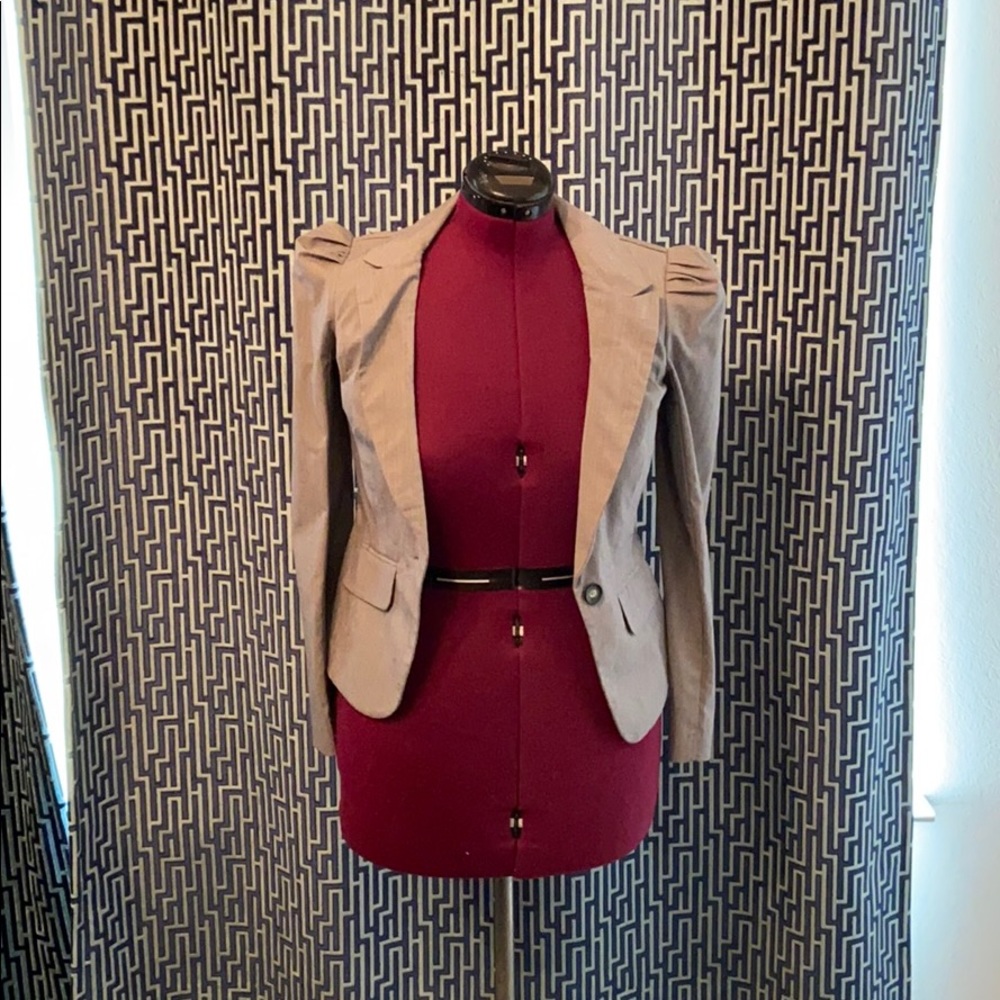 BCX Suiting Fabric Blazer Pleated Sleeves